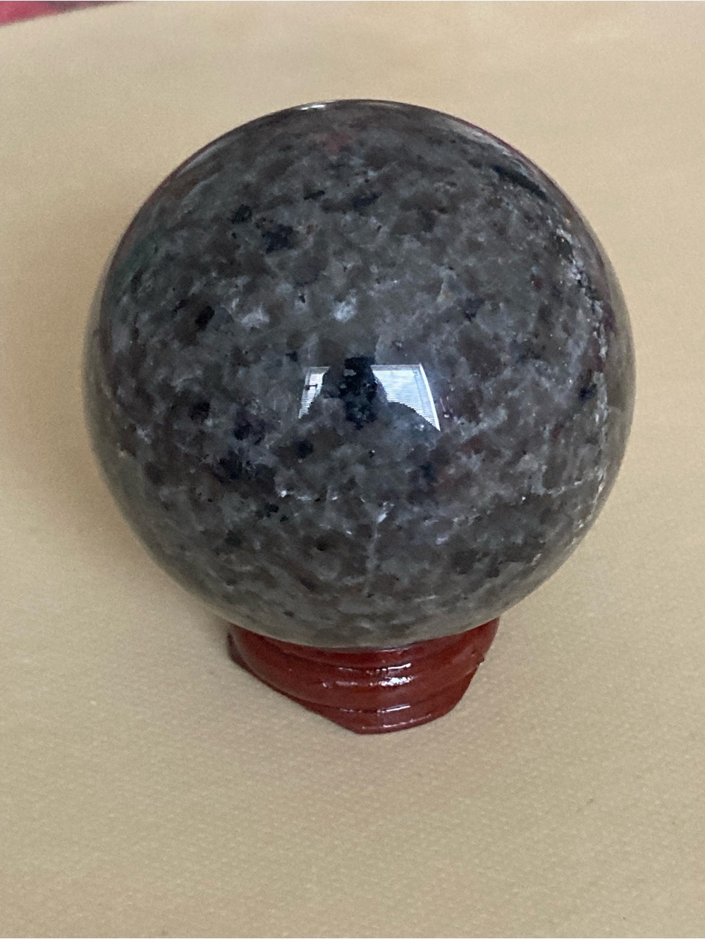 Polished Yooperlite Gray Stone Sphere Decorative Accent